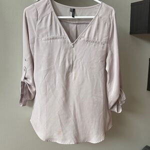 Maurices Light Pink Zip-Front Blouse